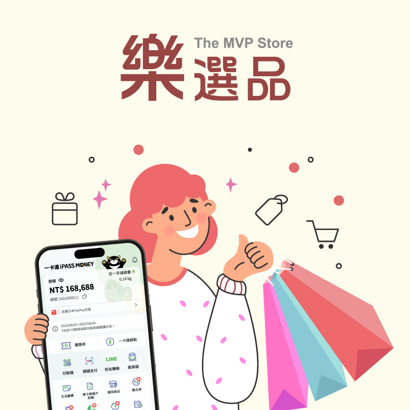 【樂選品 The MVP Store 】使用 iPASS MONEY 當日累積消費滿 500 送好禮